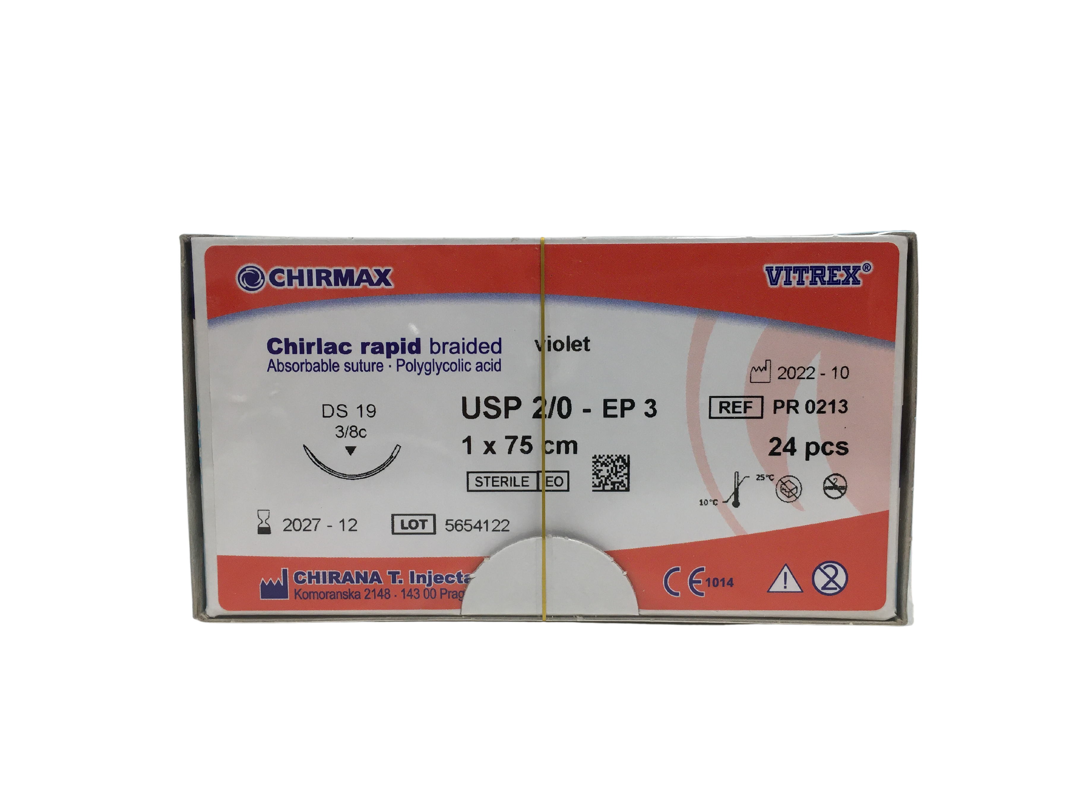 Chirlac Rapid sutur 2-0, DS 19 mm needle, 70 cm violet