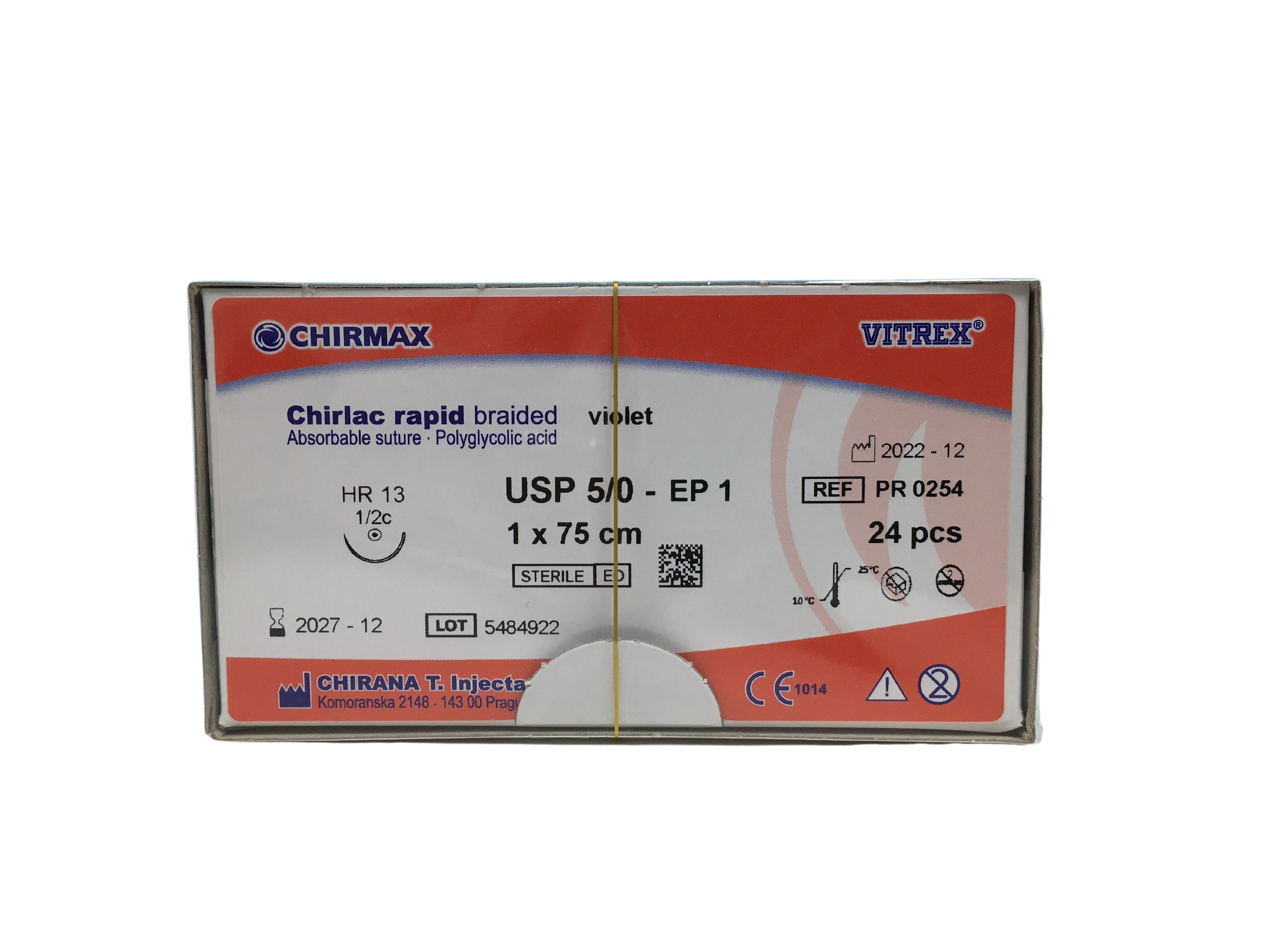 Chirlac Rapid sutur 5-0, HR 13 mm needle, 70 cm violet