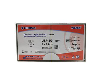 Chirlac Rapid sutur 5-0, HR 13 mm needle, 70 cm violet
