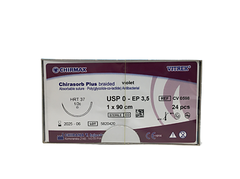 Chirasorb Plus suture 0, HRT 37 mm needle, 90 cm violet