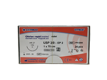 Chirlac Rapid sutur 3-0, HR 27 mm needle, 70 cm violet