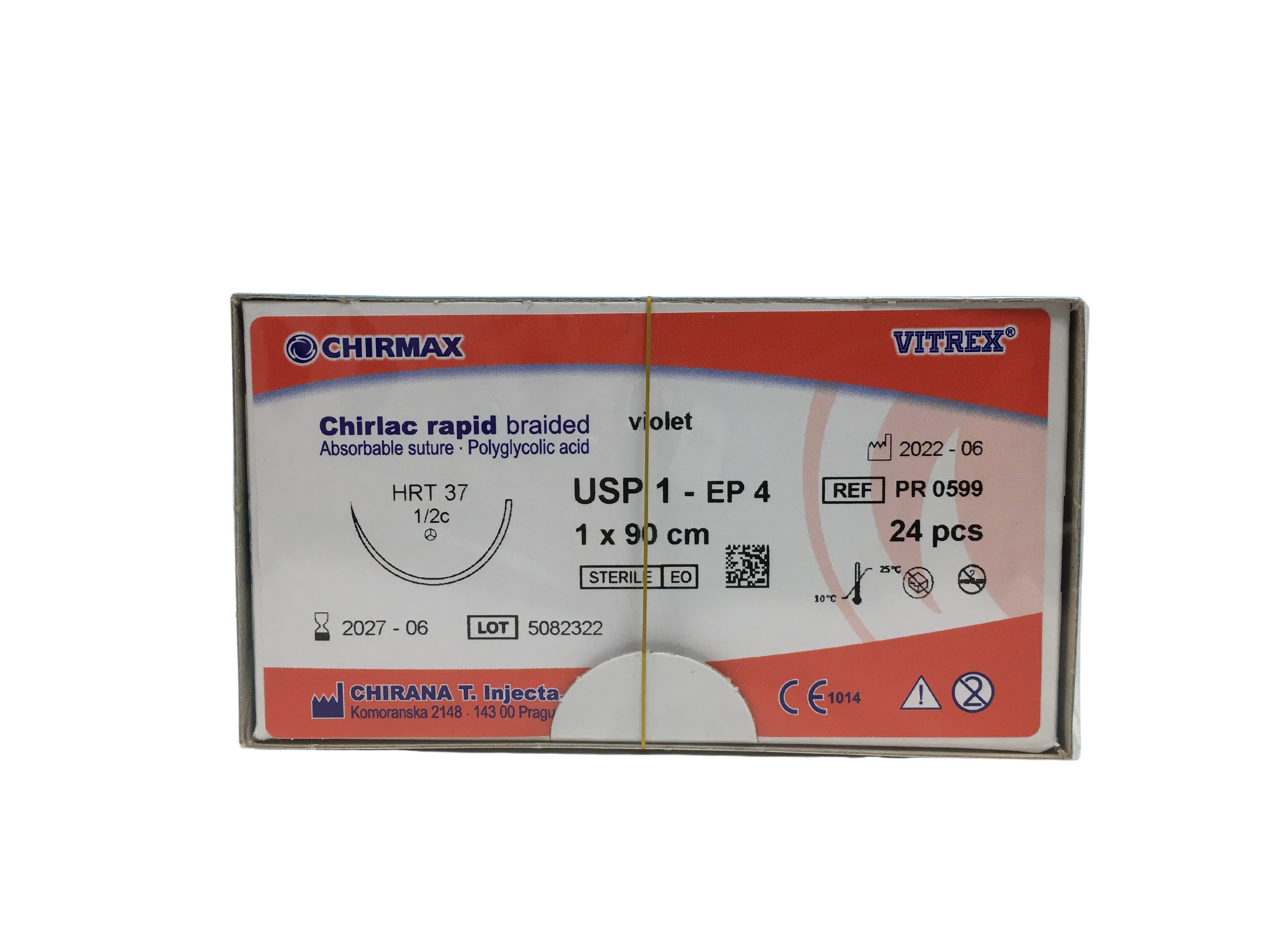 Chirlac Rapid sutur 1, HRT 37 mm needle, 90 cm violet