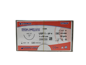 Chirlac Rapid sutur 1, HRT 37 mm needle, 90 cm violet