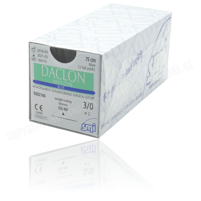 Daclon nylon suture 5-0, DS 12 mm needle, 75 cm black