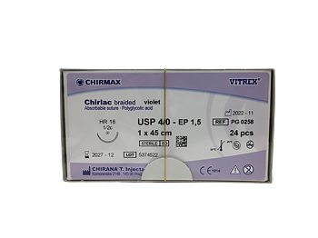 Chirlac suture 4-0, HR 18 needle, 45 cm violet