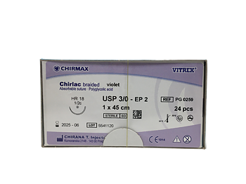 Chirlac suture 3-0, HR 18 needle, 45 cm violet