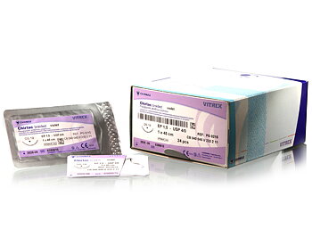 Chirlac suture 4-0, GR 20 mm straight needle, 45 cm violet