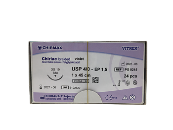 Chirlac suture 4-0, DS 19 mm needle, 45 cm violet