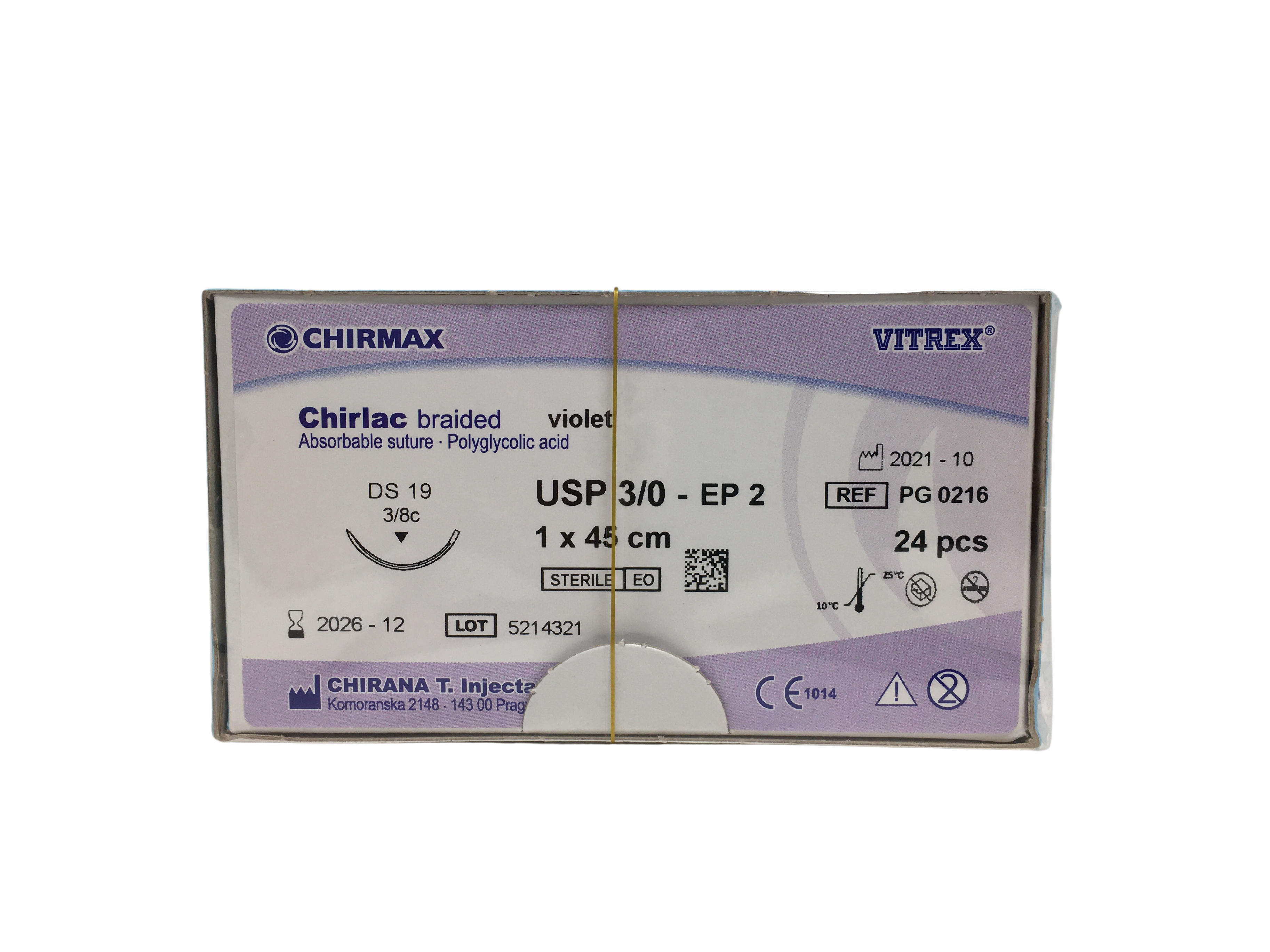Chirlac sutur 3-0, DS 19 mm needle, 45 cm violet