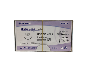 Chirlac suture 3-0, DS 19 mm needle, 45 cm violet