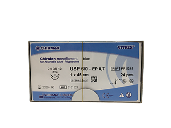 Chiralen sutur 6-0, 2 x DR 10 mm needles, 45 cm blue
