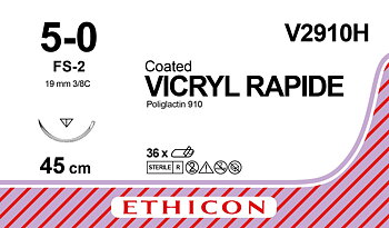 Vicryl Rapid sutur 5-0, V2910H, FS-2 needle, 45 cm undyed