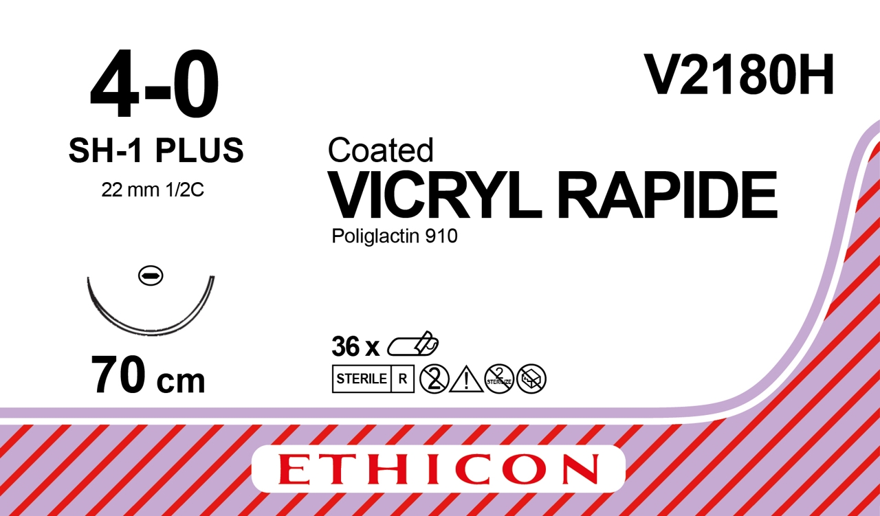 Vicryl Rapid sutur 4-0, V2180H, SH-1 needle, 70 cm undyed