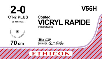 Vicryl Rapid sutur 2-0, V55H, CT-2 needle, 70 cm undyed