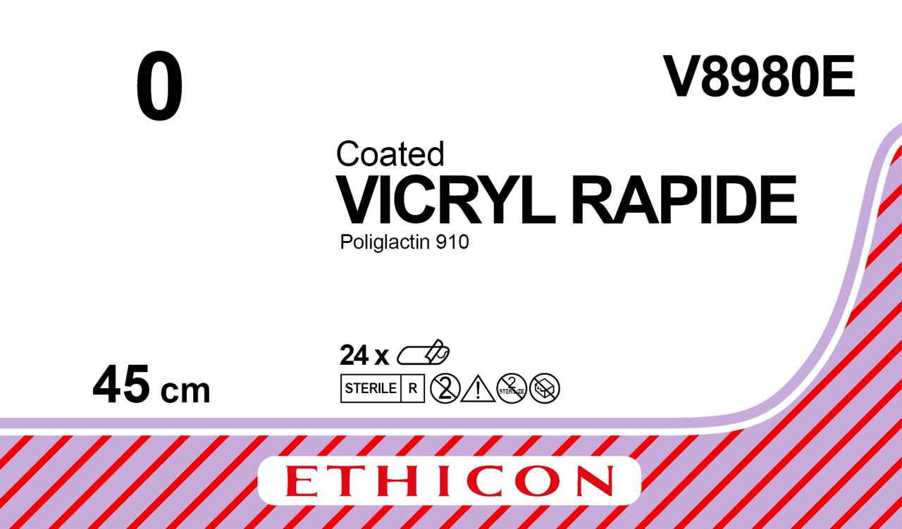 Vicryl Rapide suture 0, V8980E, 6X45 cm undyed