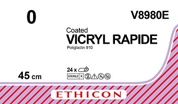 Vicryl Rapid sutur 0, V8980E, 6X45 cm undyed