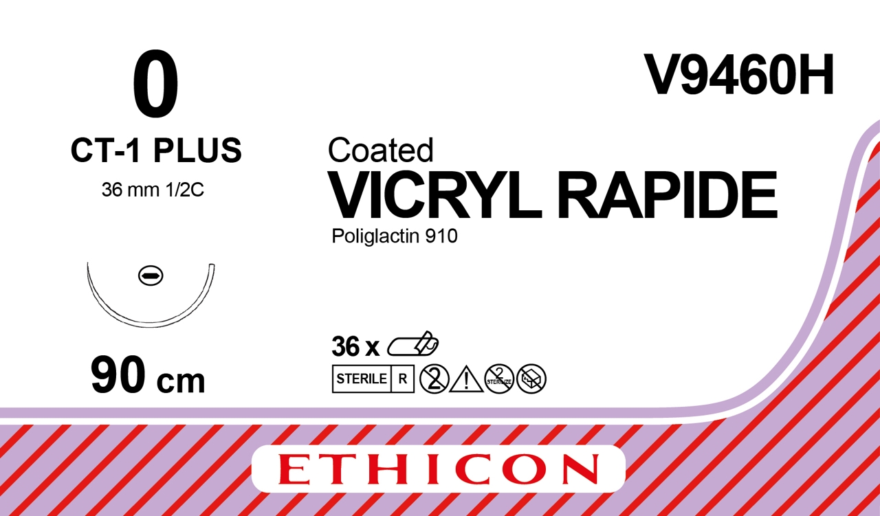 Vicryl Rapid sutur 0, V9460H, CT-1 90 cm undyed