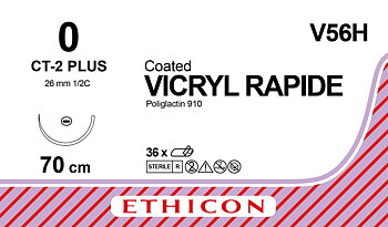 Vicryl Rapid sutur 0, V56H, CT-2 70 cm undyed