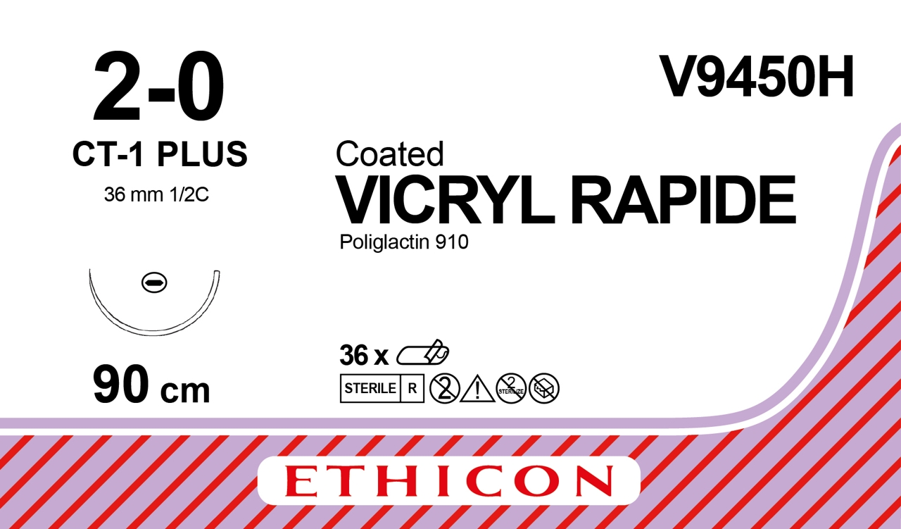 Vicryl Rapide suture 2-0, V9450H, CT-1 90 cm undyed