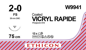 Vicryl Rapid sutur 2-0, W9941, FS 75 cm undyed