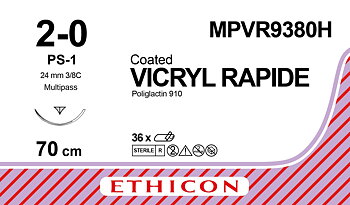 Vicryl Rapid sutur 2-0, MPVR9380H, PS-1 70 cm undyed