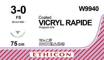 Vicryl Rapid sutur 3-0, W9940, FS 75 cm undyed
