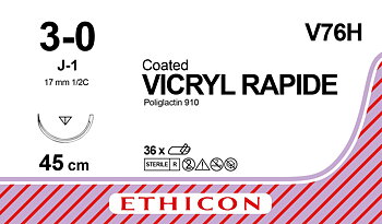Vicryl Rapid sutur 3-0, V76H, J-1 45 cm undyed