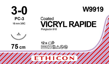 Vicryl Rapid sutur 3-0, W9919, PC-3 75 cm undyed