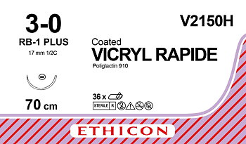 Vicryl Rapid sutur 3-0, V2150H, RB-1 70 cm undyed