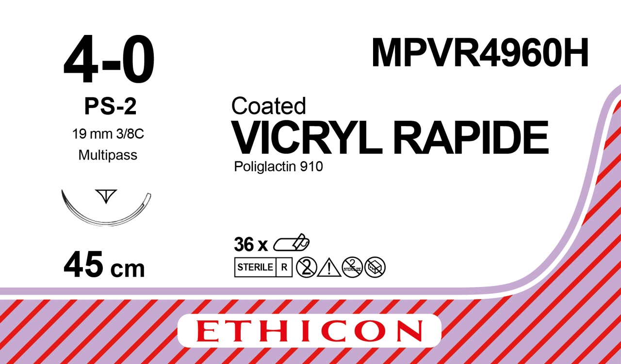 Vicryl Rapid sutur 4-0, MPVR4960H, PS-2 45 cm undyed