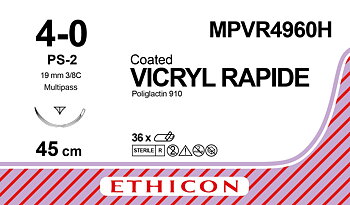 Vicryl Rapid sutur 4-0, MPVR4960H, PS-2 45 cm undyed