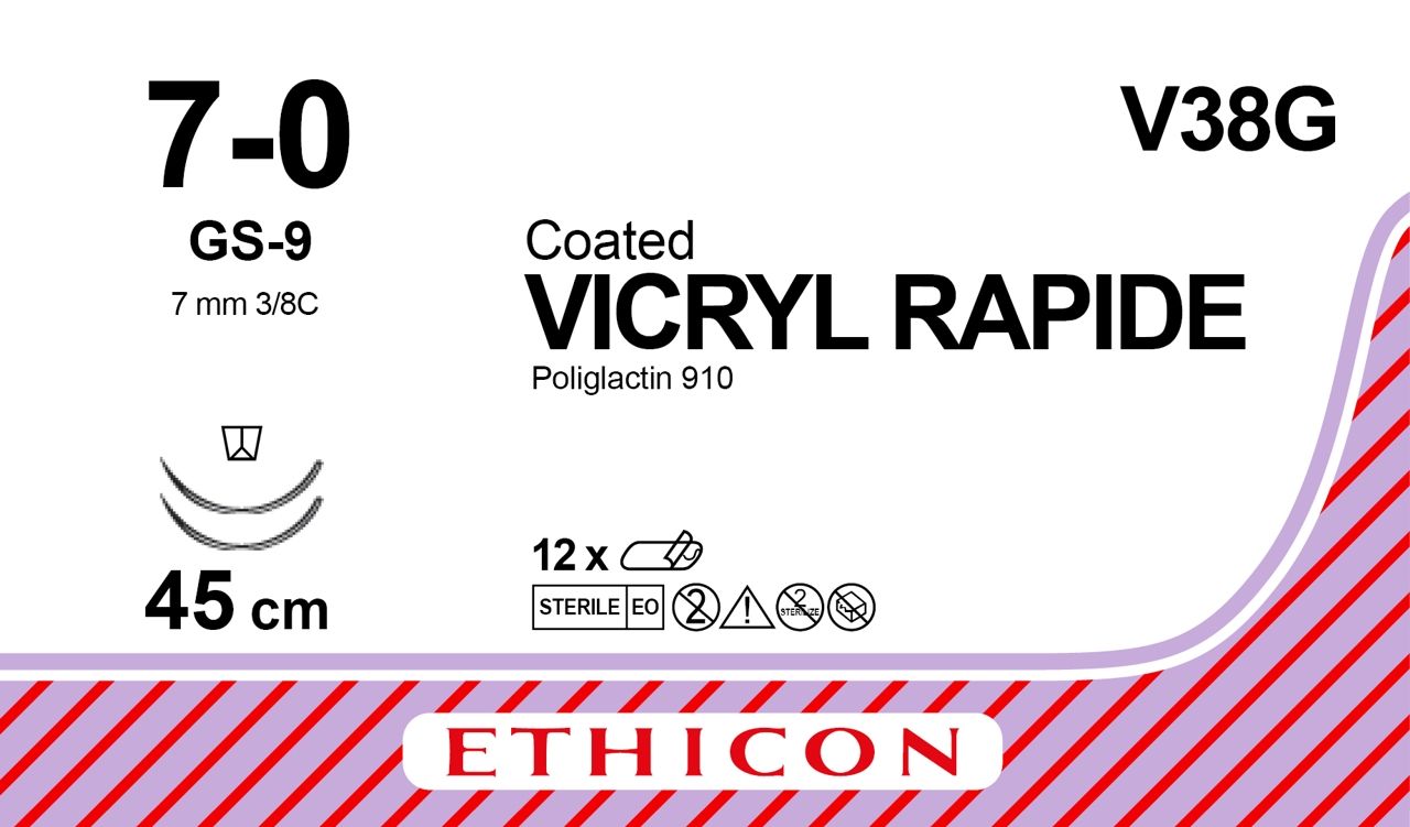 Vicryl Rapid sutur 7-0, V38G, 2XGS-9 45 cm purple