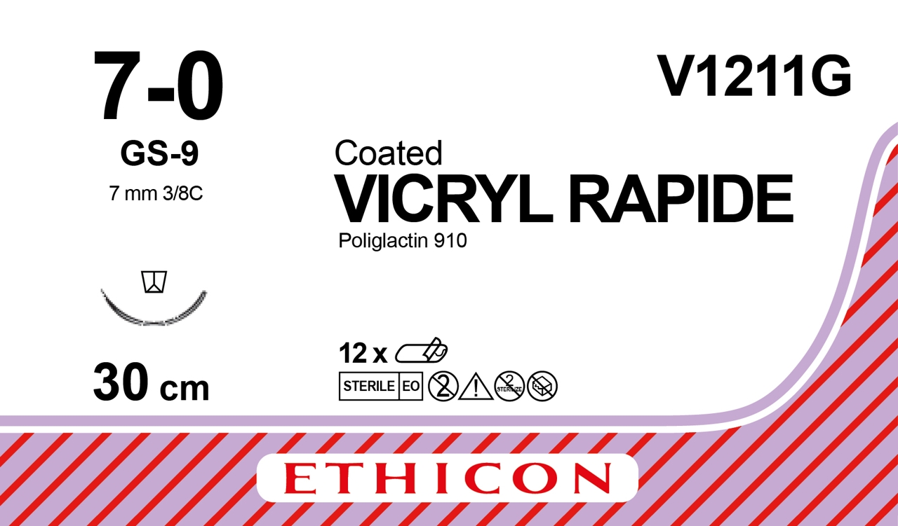 Vicryl Rapid sutur 7-0, V1211G, GS-9 30 cm purple