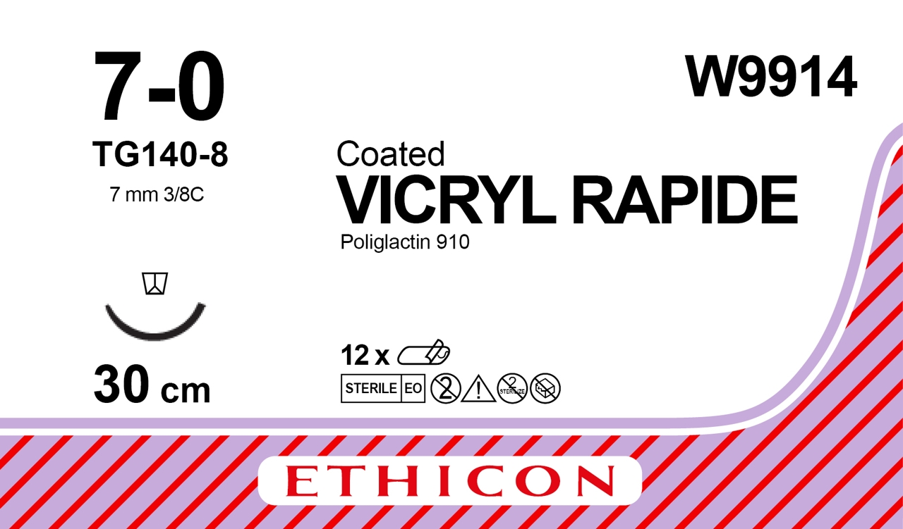 Vicryl Rapid sutur 7-0, W9914, TG140-8 30 cm purple