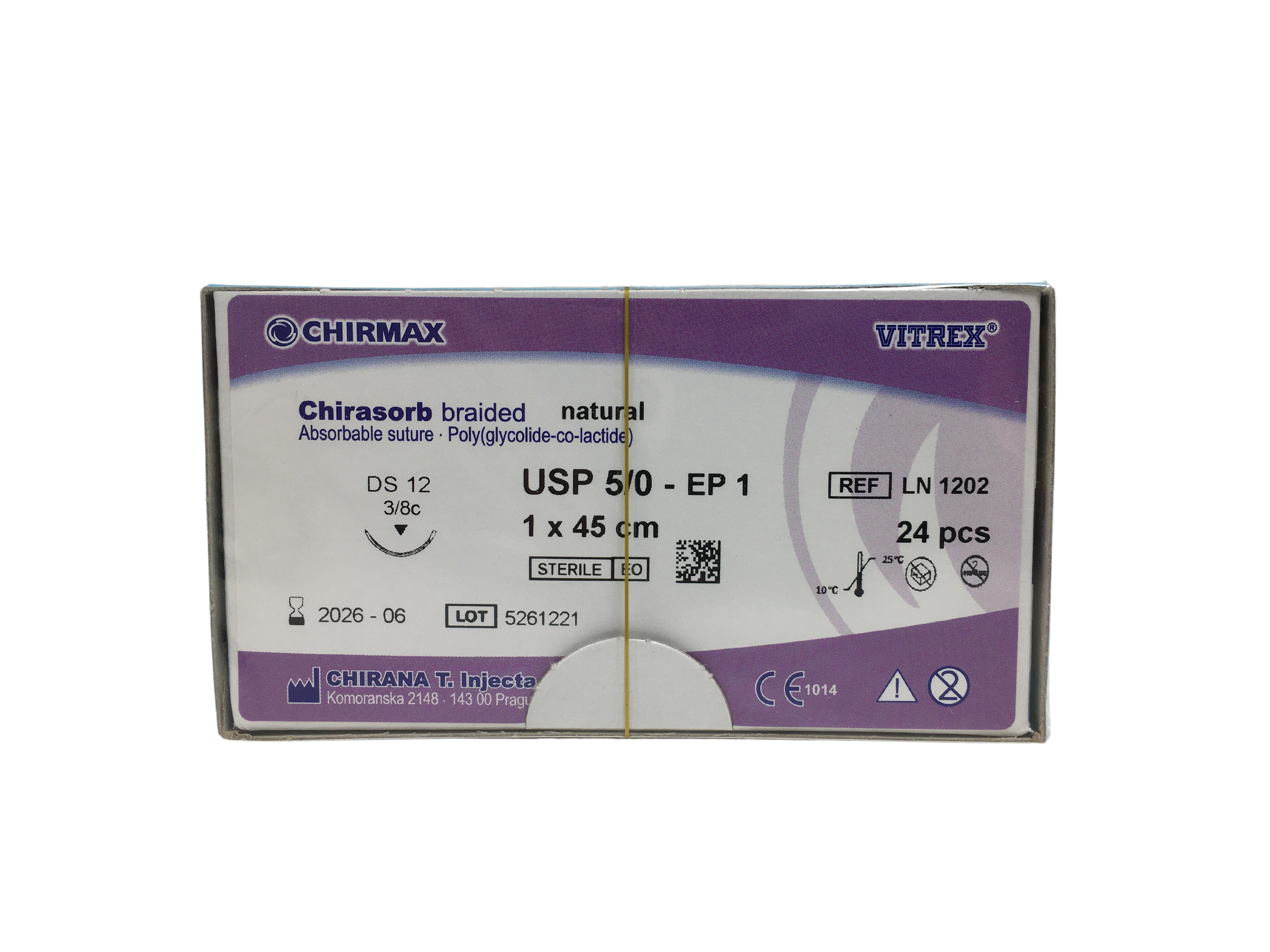  Chirasorb suture 5-0, DS 12 mm needle, 45 cm undyed