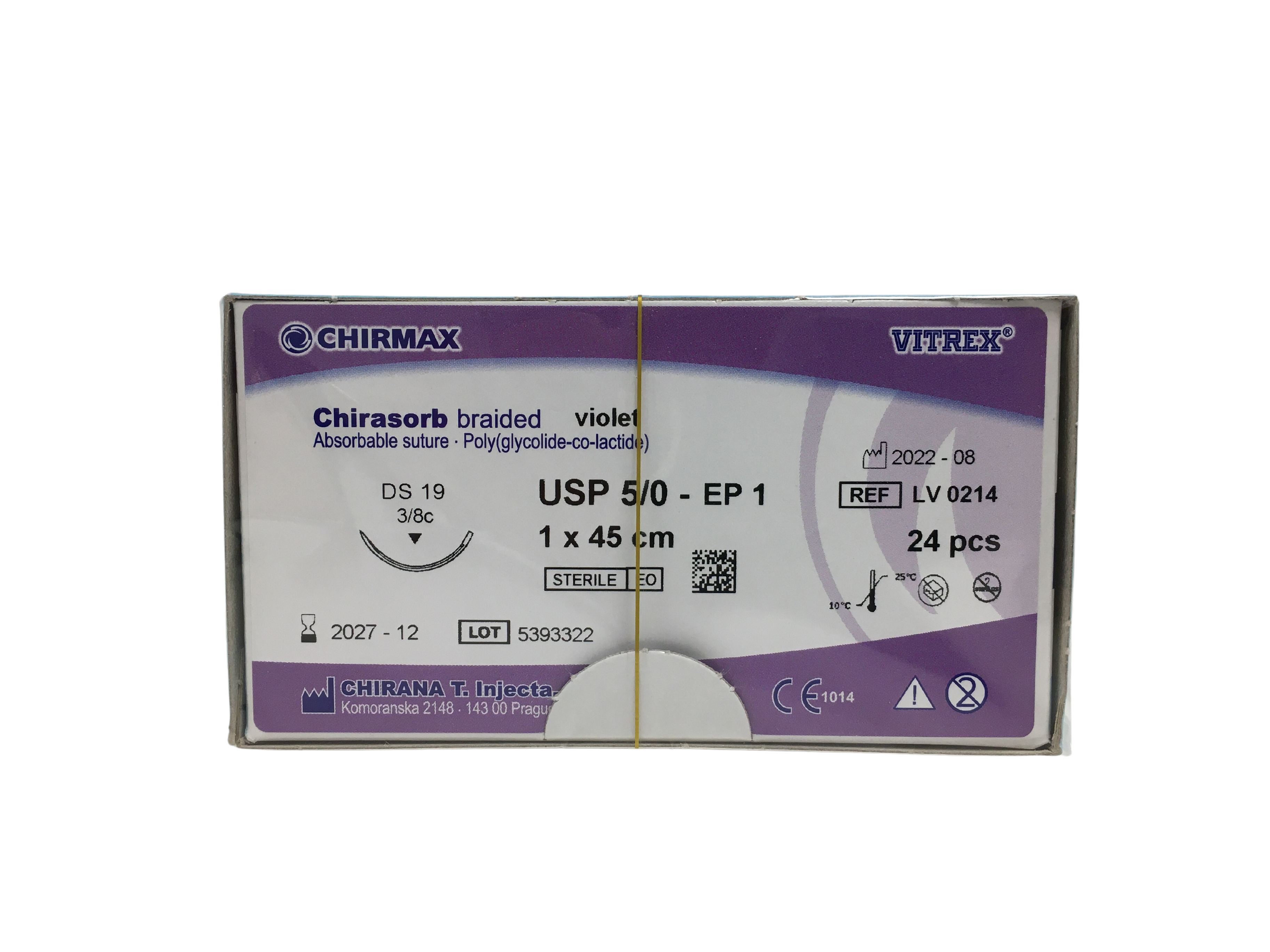  Chirasorb sutur 5-0, DS 19 mm needle, 45 cm violet