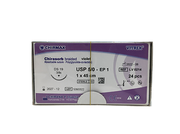  Chirasorb sutur 5-0, DS 19 mm needle, 45 cm violet