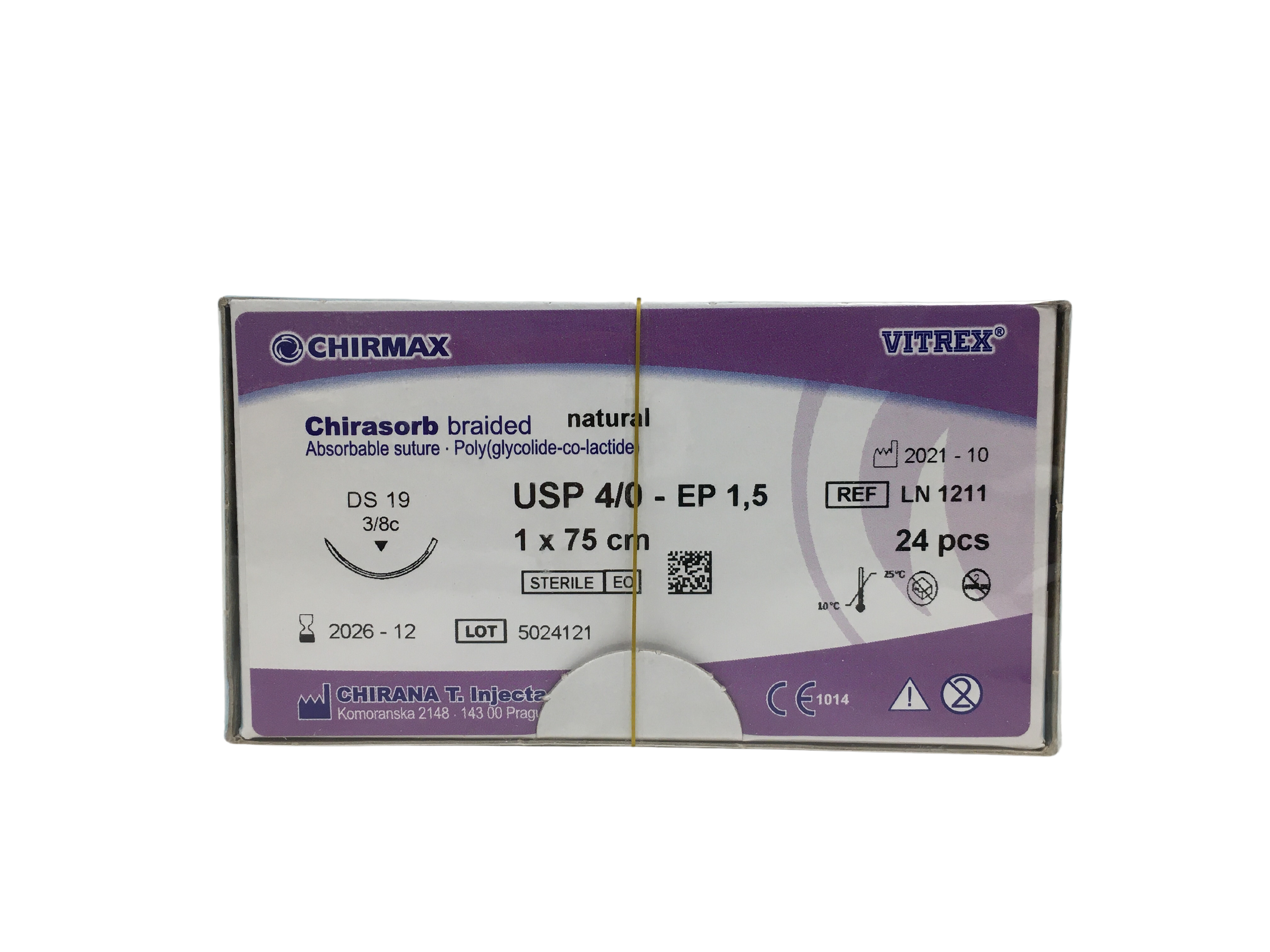  Chirasorb sutur 4-0, DS 19 mm needle, 75 cm undyed