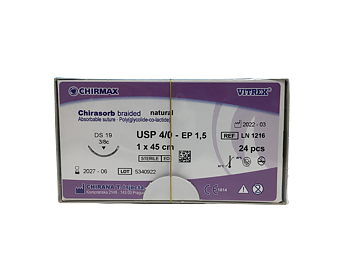  Chirasorb sutur 4-0, DS 19 mm needle, 45 cm undyed