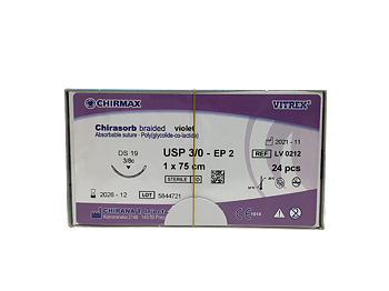  Chirasorb sutur 3-0, DS 19 mm needle, 75 cm violet