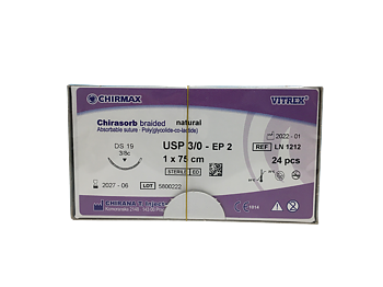  Chirasorb sutur 3-0, DS 19 mm needle, 75 cm undyed