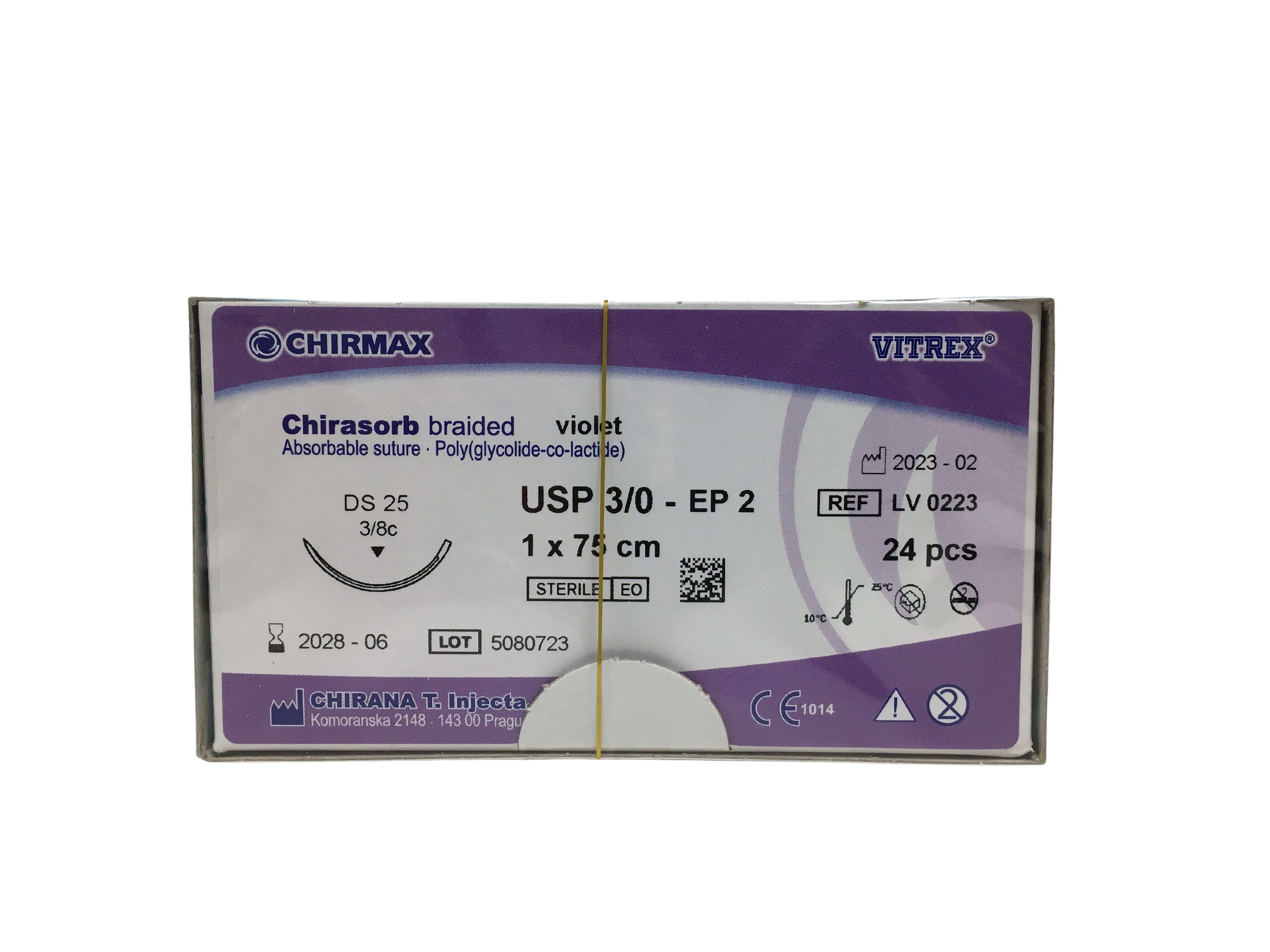  Chirasorb sutur 3-0, DS 25 mm needle, 75 cm violet
