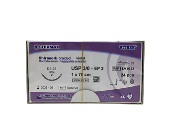  Chirasorb sutur 3-0, DS 25 mm needle, 75 cm violet