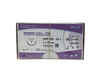  Chirasorb sutur 2-0, HS 25 mm needle, 75 cm violet