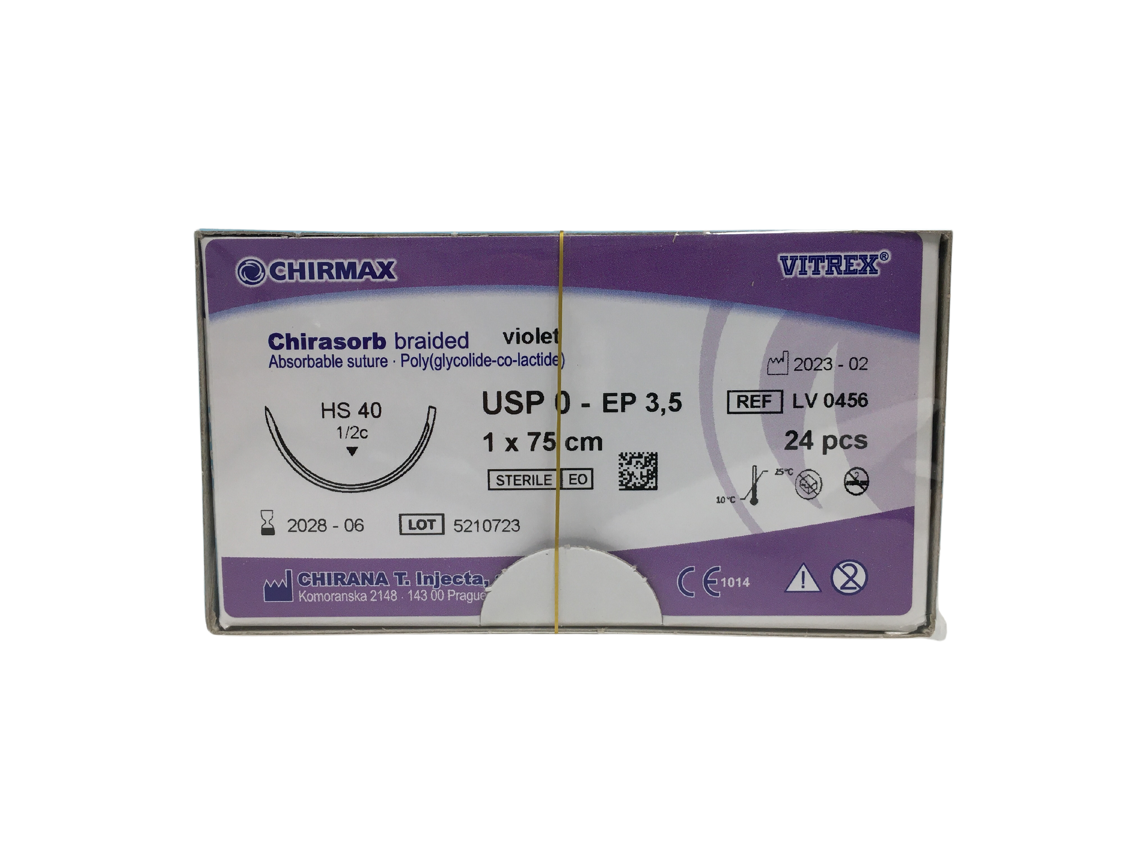  Chirasorb suture 0, HS 40 mm needle, 75 cm violet