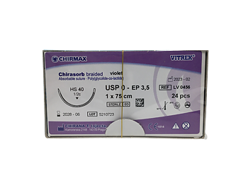  Chirasorb sutur 0, HS 40 mm needle, 75 cm violet