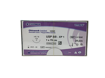  Chirasorb sutur 5-0, HR 18 mm needle, 75 cm violet