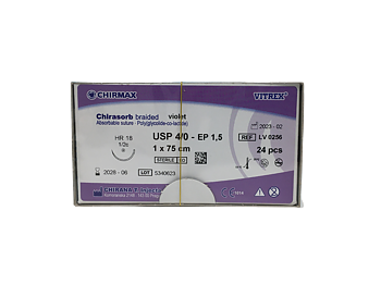  Chirasorb sutur 4-0, HR 18 mm needle, 75 cm violet