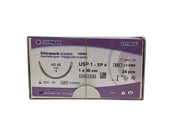  Chirasorb sutur 1, HS 48 mm needle, 90 cm violet