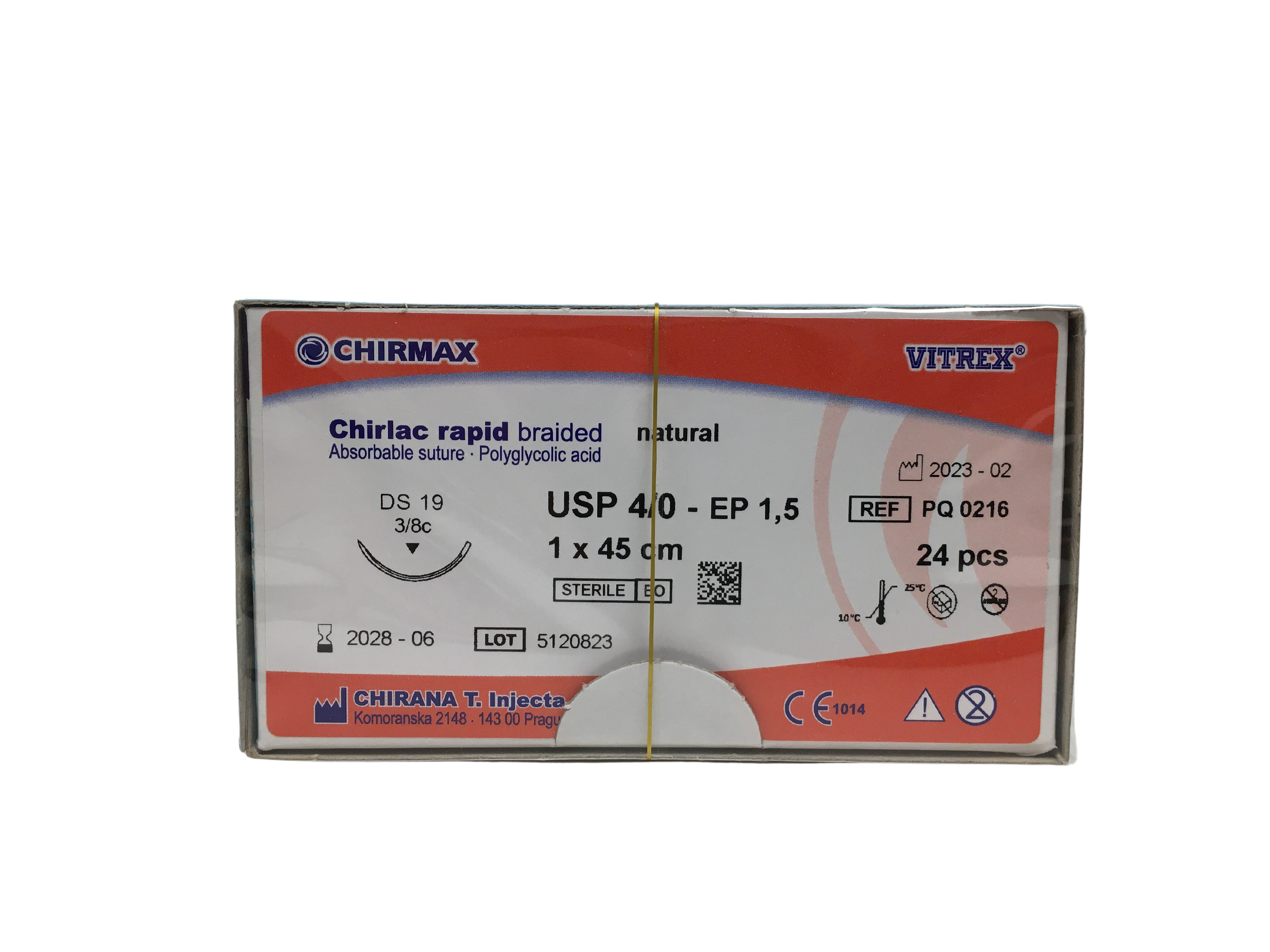 Chirlac Rapid sutur 4-0, DS 19 mm needle, 45 cm undyed